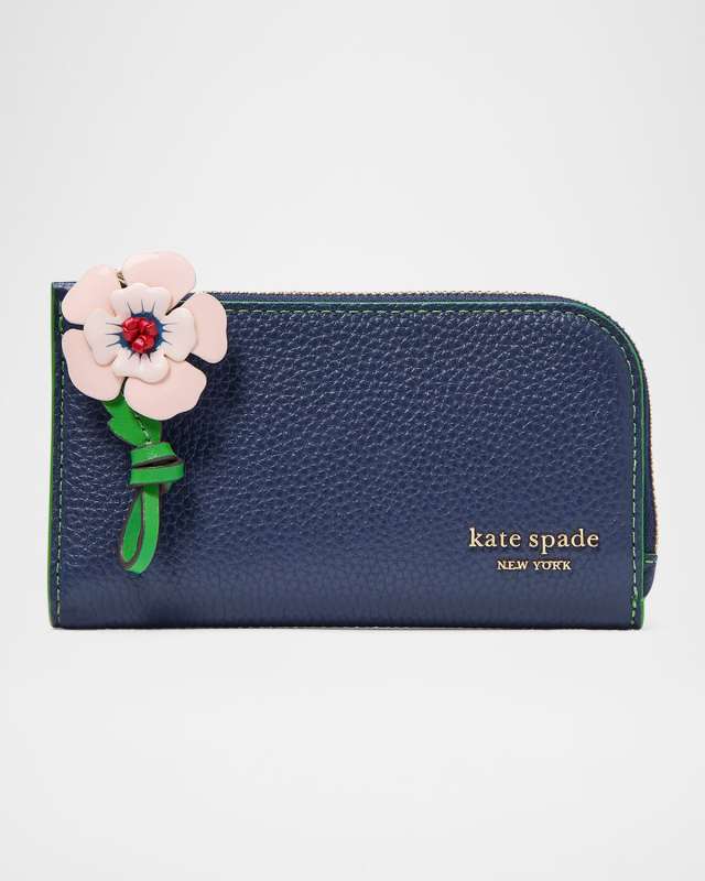 in the garden small pebbled leather bifold wallet